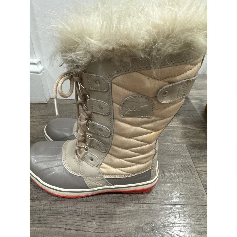Sorel Tofino II Tan Grey Faux Fur Waterproof Winter Boots NL2332-920 Womens 6